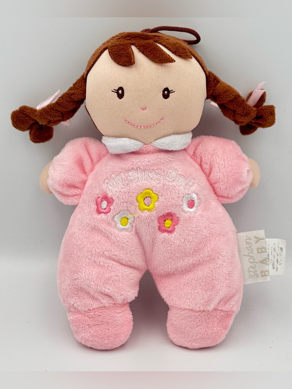 Stephan Baby Soft Plush My First Doll with Fair Complexion and Brown Hair Rattle